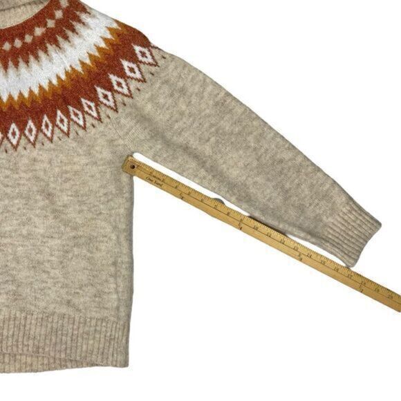 ASPEN Wool Blend Fair Isle Turtleneck Sweater Women XL Brown Ski Winter Pullover - Picture 10 of 12